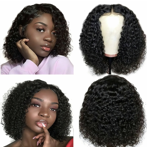 Women's Curly Wavy Short Wigs Dark Black Ladies Costume Synthetic Hair - Picture 6 of 12